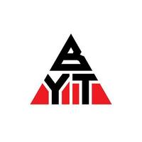 byt diseño de logotipo de letra triangular con forma de triángulo. monograma de diseño de logotipo de triángulo byt. plantilla de logotipo de vector de triángulo byt con color rojo. logo triangular byt logo simple, elegante y lujoso.