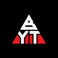 byt diseño de logotipo de letra triangular con forma de triángulo. monograma de diseño de logotipo de triángulo byt. plantilla de logotipo de vector de triángulo byt con color rojo. logo triangular byt logo simple, elegante y lujoso.