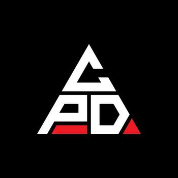 CPD triangle letter logo design with triangle shape. CPD triangle logo design monogram. CPD triangle vector logo template with red color. CPD triangular logo Simple, Elegant, and Luxurious Logo.