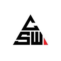 csw diseño de logotipo de letra triangular con forma de triángulo. monograma de diseño de logotipo de triángulo csw. Plantilla de logotipo de vector de triángulo csw con color rojo. logotipo triangular csw logotipo simple, elegante y lujoso.