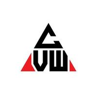 CVW triangle letter logo design with triangle shape. CVW triangle logo design monogram. CVW triangle vector logo template with red color. CVW triangular logo Simple, Elegant, and Luxurious Logo.