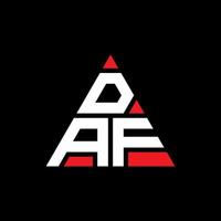 diseño de logotipo de letra triangular daf con forma de triángulo. monograma de diseño del logotipo del triángulo daf. plantilla de logotipo de vector de triángulo daf con color rojo. logo triangular daf logo simple, elegante y lujoso.