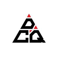 DCQ triangle letter logo design with triangle shape. DCQ triangle logo design monogram. DCQ triangle vector logo template with red color. DCQ triangular logo Simple, Elegant, and Luxurious Logo.