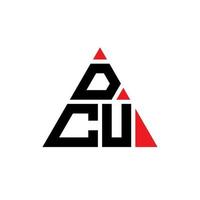 DCU triangle letter logo design with triangle shape. DCU triangle logo design monogram. DCU triangle vector logo template with red color. DCU triangular logo Simple, Elegant, and Luxurious Logo.