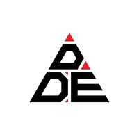 DDE triangle letter logo design with triangle shape. DDE triangle logo design monogram. DDE triangle vector logo template with red color. DDE triangular logo Simple, Elegant, and Luxurious Logo.