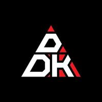DDK triangle letter logo design with triangle shape. DDK triangle logo design monogram. DDK triangle vector logo template with red color. DDK triangular logo Simple, Elegant, and Luxurious Logo.