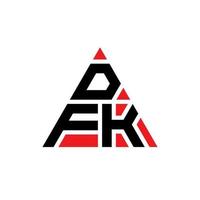 DFK triangle letter logo design with triangle shape. DFK triangle logo design monogram. DFK triangle vector logo template with red color. DFK triangular logo Simple, Elegant, and Luxurious Logo.