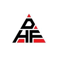 DHF triangle letter logo design with triangle shape. DHF triangle logo design monogram. DHF triangle vector logo template with red color. DHF triangular logo Simple, Elegant, and Luxurious Logo.