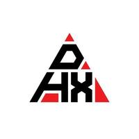 DHX triangle letter logo design with triangle shape. DHX triangle logo design monogram. DHX triangle vector logo template with red color. DHX triangular logo Simple, Elegant, and Luxurious Logo.