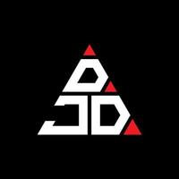 DJD triangle letter logo design with triangle shape. DJD triangle logo design monogram. DJD triangle vector logo template with red color. DJD triangular logo Simple, Elegant, and Luxurious Logo.