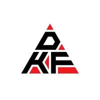 DKF triangle letter logo design with triangle shape. DKF triangle logo design monogram. DKF triangle vector logo template with red color. DKF triangular logo Simple, Elegant, and Luxurious Logo.