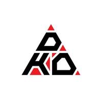 diseño de logotipo de letra triangular dko con forma de triángulo. monograma de diseño del logotipo del triángulo dko. plantilla de logotipo de vector de triángulo dko con color rojo. logo triangular dko logo simple, elegante y lujoso.