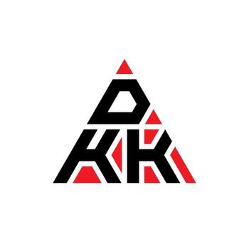 DKK triangle letter logo design with triangle shape. DKK triangle logo design monogram. DKK triangle vector logo template with red color. DKK triangular logo Simple, Elegant, and Luxurious Logo.
