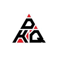 DKQ triangle letter logo design with triangle shape. DKQ triangle logo design monogram. DKQ triangle vector logo template with red color. DKQ triangular logo Simple, Elegant, and Luxurious Logo.