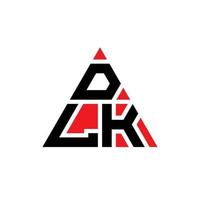 DLK triangle letter logo design with triangle shape. DLK triangle logo design monogram. DLK triangle vector logo template with red color. DLK triangular logo Simple, Elegant, and Luxurious Logo.