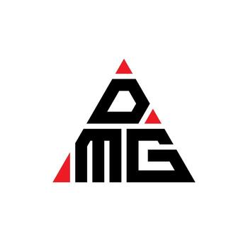 DMG triangle letter logo design with triangle shape. DMG triangle logo design monogram. DMG triangle vector logo template with red color. DMG triangular logo Simple, Elegant, and Luxurious Logo.