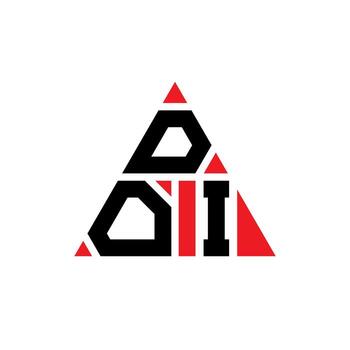 DOI triangle letter logo design with triangle shape. DOI triangle logo design monogram. DOI triangle vector logo template with red color. DOI triangular logo Simple, Elegant, and Luxurious Logo.