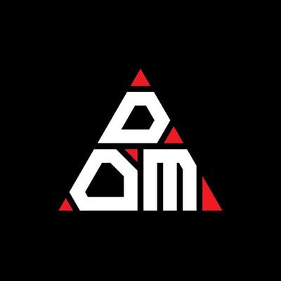DOM triangle letter logo design with triangle shape. DOM triangle logo design monogram. DOM triangle vector logo template with red color. DOM triangular logo Simple, Elegant, and Luxurious Logo.