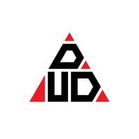 DUD triangle letter logo design with triangle shape. DUD triangle logo design monogram. DUD triangle vector logo template with red color. DUD triangular logo Simple, Elegant, and Luxurious Logo.