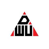 DWU triangle letter logo design with triangle shape. DWU triangle logo design monogram. DWU triangle vector logo template with red color. DWU triangular logo Simple, Elegant, and Luxurious Logo.