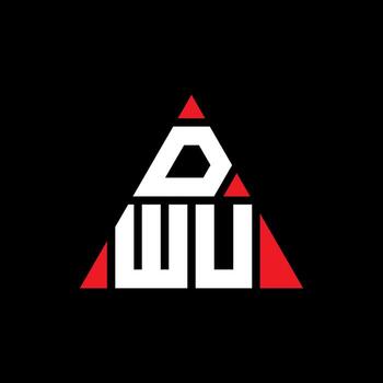 DWU triangle letter logo design with triangle shape. DWU triangle logo design monogram. DWU triangle vector logo template with red color. DWU triangular logo Simple, Elegant, and Luxurious Logo.