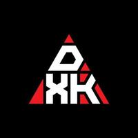 Diseño de logotipo de letra triangular dxk con forma de triángulo. monograma de diseño de logotipo de triángulo dxk. plantilla de logotipo de vector de triángulo dxk con color rojo. logotipo triangular dxk logotipo simple, elegante y lujoso.