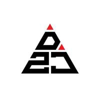 DZJ triangle letter logo design with triangle shape. DZJ triangle logo design monogram. DZJ triangle vector logo template with red color. DZJ triangular logo Simple, Elegant, and Luxurious Logo.