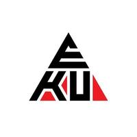 Diseño de logotipo de letra triangular eku con forma de triángulo. monograma de diseño del logotipo del triángulo eku. plantilla de logotipo de vector de triángulo eku con color rojo. logotipo triangular eku logotipo simple, elegante y lujoso.