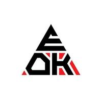 EOK triangle letter logo design with triangle shape. EOK triangle logo design monogram. EOK triangle vector logo template with red color. EOK triangular logo Simple, Elegant, and Luxurious Logo.