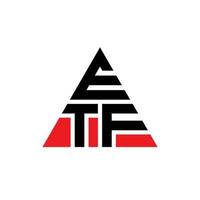 diseño de logotipo de letra de triángulo etf con forma de triángulo. monograma de diseño del logotipo del triángulo etf. plantilla de logotipo de vector de triángulo etf con color rojo. logotipo triangular etf logotipo simple, elegante y lujoso.