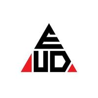 EUD triangle letter logo design with triangle shape. EUD triangle logo design monogram. EUD triangle vector logo template with red color. EUD triangular logo Simple, Elegant, and Luxurious Logo.