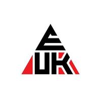 EUK triangle letter logo design with triangle shape. EUK triangle logo design monogram. EUK triangle vector logo template with red color. EUK triangular logo Simple, Elegant, and Luxurious Logo.