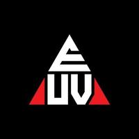 EUV triangle letter logo design with triangle shape. EUV triangle logo design monogram. EUV triangle vector logo template with red color. EUV triangular logo Simple, Elegant, and Luxurious Logo.