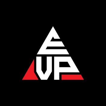 EVP triangle letter logo design with triangle shape. EVP triangle logo design monogram. EVP triangle vector logo template with red color. EVP triangular logo Simple, Elegant, and Luxurious Logo.