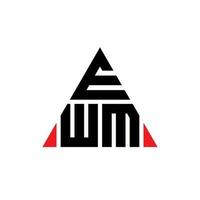 EWM triangle letter logo design with triangle shape. EWM triangle logo design monogram. EWM triangle vector logo template with red color. EWM triangular logo Simple, Elegant, and Luxurious Logo.