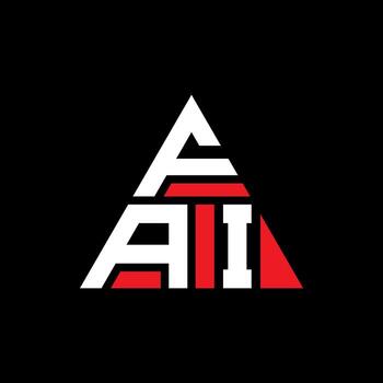 FAI triangle letter logo design with triangle shape. FAI triangle logo design monogram. FAI triangle vector logo template with red color. FAI triangular logo Simple, Elegant, and Luxurious Logo.