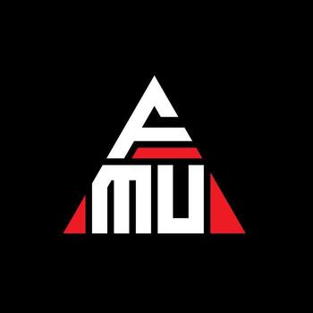 FMU triangle letter logo design with triangle shape. FMU triangle logo design monogram. FMU triangle vector logo template with red color. FMU triangular logo Simple, Elegant, and Luxurious Logo.