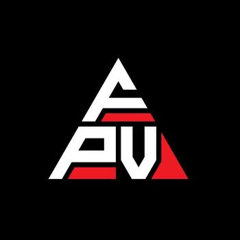 FPV triangle letter logo design with triangle shape. FPV triangle logo design monogram. FPV triangle vector logo template with red color. FPV triangular logo Simple, Elegant, and Luxurious Logo.