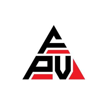 FPV triangle letter logo design with triangle shape. FPV triangle logo design monogram. FPV triangle vector logo template with red color. FPV triangular logo Simple, Elegant, and Luxurious Logo.