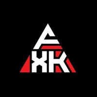 FXK triangle letter logo design with triangle shape. FXK triangle logo design monogram. FXK triangle vector logo template with red color. FXK triangular logo Simple, Elegant, and Luxurious Logo.