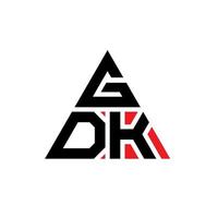 GDK triangle letter logo design with triangle shape. GDK triangle logo design monogram. GDK triangle vector logo template with red color. GDK triangular logo Simple, Elegant, and Luxurious Logo.