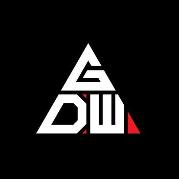 GDW triangle letter logo design with triangle shape. GDW triangle logo design monogram. GDW triangle vector logo template with red color. GDW triangular logo Simple, Elegant, and Luxurious Logo.