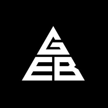 GEB triangle letter logo design with triangle shape. GEB triangle logo design monogram. GEB triangle vector logo template with red color. GEB triangular logo Simple, Elegant, and Luxurious Logo.