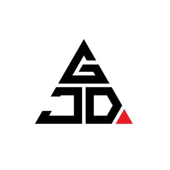 GJD triangle letter logo design with triangle shape. GJD triangle logo design monogram. GJD triangle vector logo template with red color. GJD triangular logo Simple, Elegant, and Luxurious Logo.