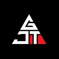 GJT triangle letter logo design with triangle shape. GJT triangle logo design monogram. GJT triangle vector logo template with red color. GJT triangular logo Simple, Elegant, and Luxurious Logo.