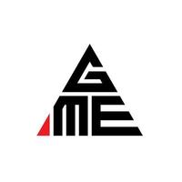 GME triangle letter logo design with triangle shape. GME triangle logo design monogram. GME triangle vector logo template with red color. GME triangular logo Simple, Elegant, and Luxurious Logo.