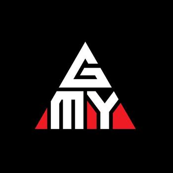 GMY triangle letter logo design with triangle shape. GMY triangle logo design monogram. GMY triangle vector logo template with red color. GMY triangular logo Simple, Elegant, and Luxurious Logo.