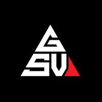 GSV triangle letter logo design with triangle shape. GSV triangle logo design monogram. GSV triangle vector logo template with red color. GSV triangular logo Simple, Elegant, and Luxurious Logo.