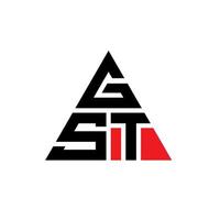 diseño de logotipo de letra de triángulo gst con forma de triángulo. monograma de diseño de logotipo de triángulo gst. plantilla de logotipo de vector de triángulo gst con color rojo. logotipo triangular gst logotipo simple, elegante y lujoso.