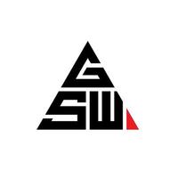 diseño de logotipo de letra triangular gsw con forma de triángulo. monograma de diseño de logotipo de triángulo gsw. plantilla de logotipo de vector de triángulo gsw con color rojo. logotipo triangular gsw logotipo simple, elegante y lujoso.